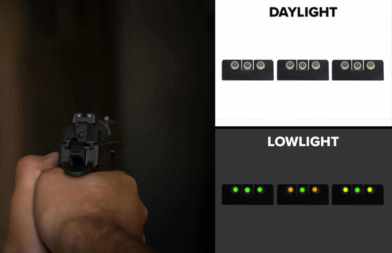 Meprolight USA 188023101 Tru-Dot Black | Green Tritium Front Sight Green Tritium Rear Sight Set
