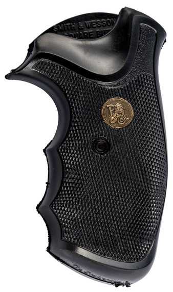 Pachmayr 03250 Gripper Grip Checkered Black Rubber with Finger Grooves for S&W J Frame with Square Butt