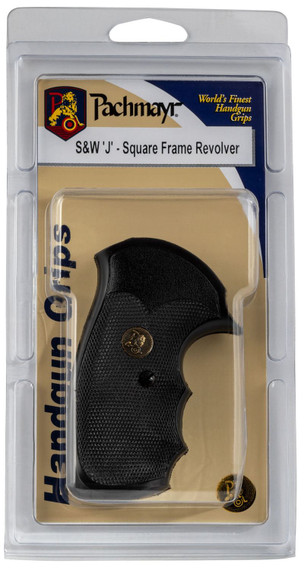 Pachmayr 03250 Gripper Grip Checkered Black Rubber with Finger Grooves for S&W J Frame with Square Butt