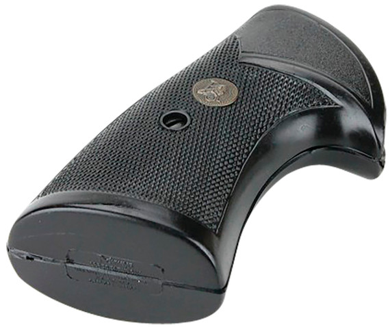 Pachmayr 03267 Presentation Grip Checkered Black Rubber for S&W K/L Frame with Square Butt