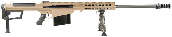 Barrett 18065 M107A1 50 BMG 10+1 29 in Chrome-Lined Fluted Barrel, Four Port Cylindrical Muzzle Brake, FDE Aluminum Receiver, Cerakote FDE Fixed Stock w/Thermal-Guard Cheek Piece & Sorbothane Recoil Pad, Rifle