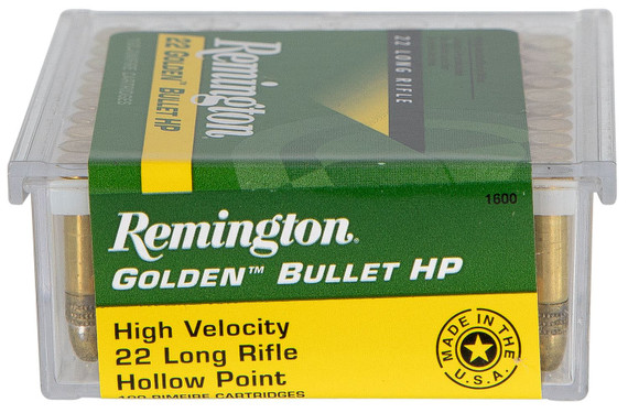 Remington 21278 Golden Bullet 22LR 36gr Plated Hollow Point 100 Per Box/50 Case Rimfire Ammunition