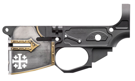 Spikes STLB600PCH Rare Breed Crusader Stripped Lower Receiver Multi-Caliber 7075-T6 Aluminum Black Anodized with Painted Front for AR-15
