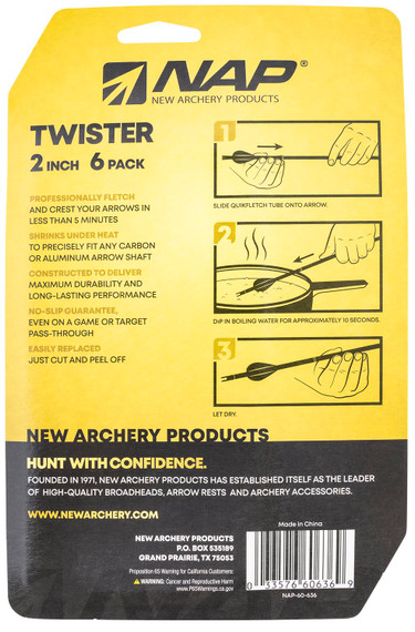 NAP NAP-60-636 Quickfletch Twister Fletching White/Yellow/Yellow
