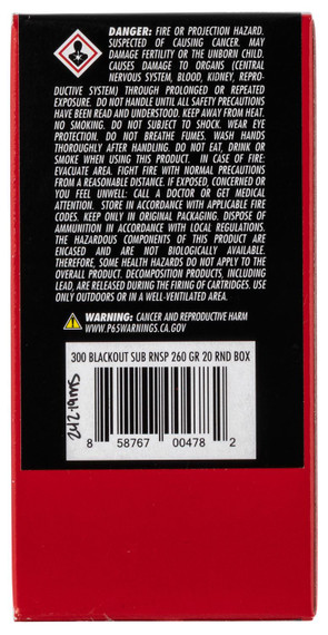 Atomic 00478 Subsonic 300 Blackout 260 gr Round Nose Soft Point Boat Tail 20 Per Box/ 10 Case Centerfire, Rifle Ammunition