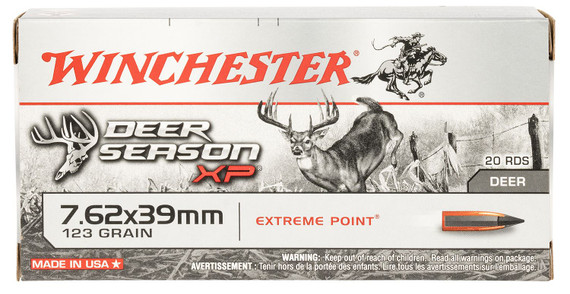 Winchester X76239DS Deer Season XP 7.62x39mm 123gr Extreme Point 20 Per Box/10 Case Centerfire, Rifle Ammunition