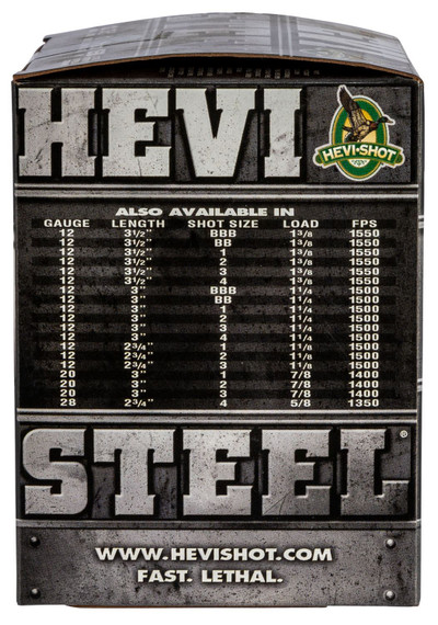 HEVI-Shot HS65001 HEVI-Steel 12Gauge 3.50 in 1 3/8oz 1Shot 25 Per Box/10 Case, Shotgun Shells