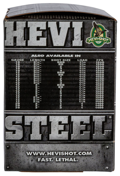 HEVI-Shot HS65888 HEVI-Steel 12Gauge 3.50 in 1 3/8oz BBBShot 25 Per Box/10 Case, Shotgun Shells