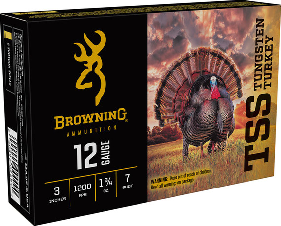Browning Ammo B193921237 TSS Tungsten Turkey 12Gauge 3 in 1 3/4oz Tungsten 7Shot 5 Per Box/10 Case, Shotgun Shells