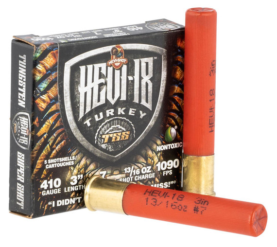 HEVI-Shot HS1007 HEVI-18 TSS Turkey 410Gauge 3 in 13/16oz Tungsten 7Shot 5 Per Box/10 Case, Shotgun Shells
