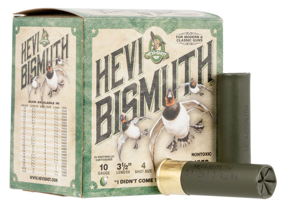 HEVI-Shot HS15504 HEVI-Bismuth 10Gauge 3.50 in 1 3/4oz Bismuth 4Shot 25 Per Box/10 Case, Shotgun Shells
