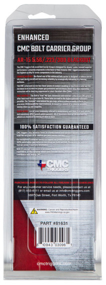 CMC Triggers 81631 Bolt Carrier Group Enhanced 223 Rem,5.56x45mm NATO,300 Blackout Black Nitride 8620 Steel AR-15