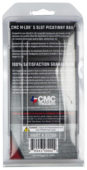CMC Triggers 81722 M-Lok Picatinny Rail 5 Slot Matte Black 0 MOA