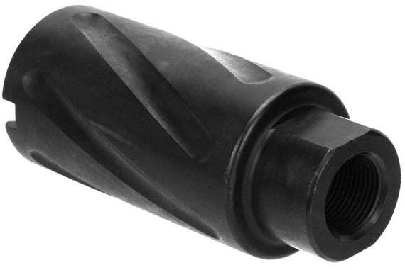 TacFire MZ1007N Spiral Fluted Muzzle Brake Black Oxide Steel with 1/2 in-28 tpi Threads, 2.60 in OAL & 1.12 in Diameter for 5.56x45mm NATO AR-15