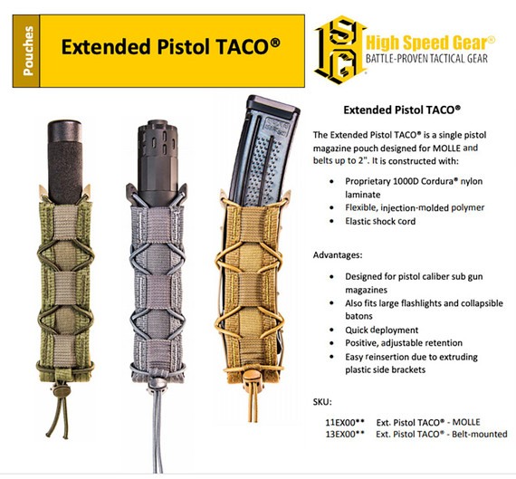 High Speed Gear 13EX10MC TACO Extended Mag Pouch Single MultiCam Nylon Belt Belts 2.25 in Wide Compatible w/, Pistol