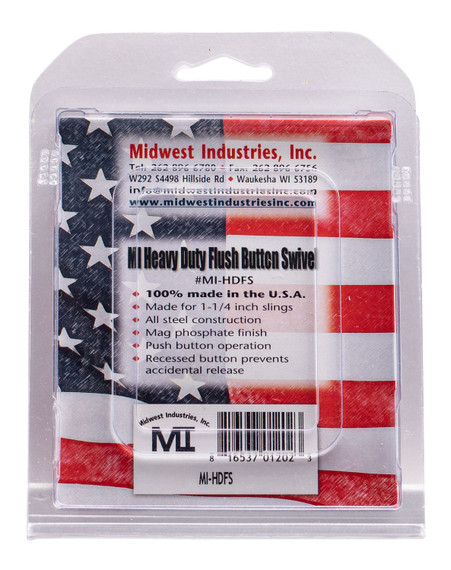 Midwest Industries MIHDFS Heavy-Duty Swivel 1.25 in Quick Detach/Push Button Black Manganese Steel Swivels