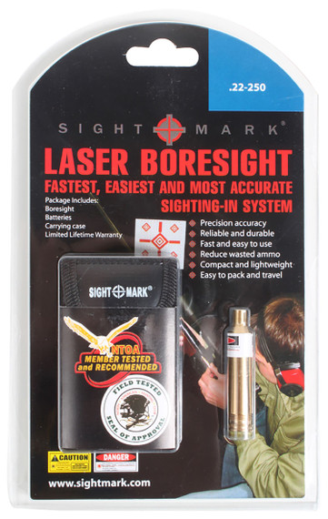 Sightmark SM39020 Boresight Red Laser for 22-250 Rem, 6.5 Creedmoor Brass Includes Battery Pack & Carrying Case