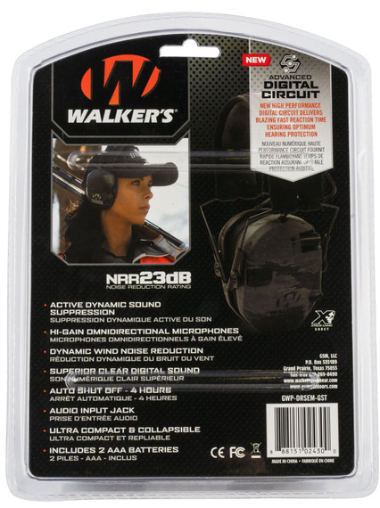 Walkers GWPDRSEMGST Razor PRO Digital Electronic Muff 23 dB Over the Head ATACS Ghost Camo/Black Polymer