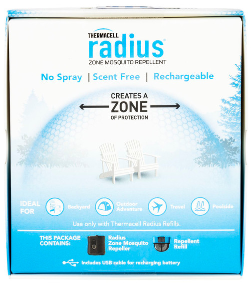 Thermacell LZ1W Radius Zone Rechargeable Repeller Black Effective 15 ft Odorless Scent Repels Mosquito Effective Up to 12 hrs