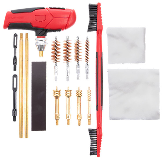 Birchwood Casey HNDGCLNKIT, Handgun Cleaning Kit 16 Pieces Black/Red