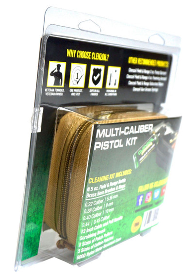 Clenzoil 2076 Field & Range Cleaning Kit Multi-Caliber, Pistol/17 Pieces Tan