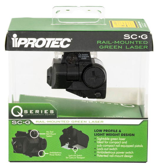 iProtec 6117 SC-G Rail-Mounted Green Laser Q-Series Black Compact/ Subcompact, Pistols