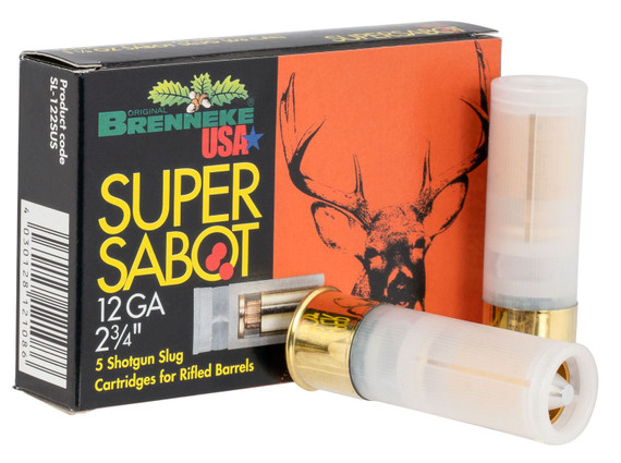 Brenneke SL122SUS SuperSabot 12Gauge 2.75 in 1 1/8oz Sabot Slug Shot 5 Per Box/50 Case, Shotgun Shells