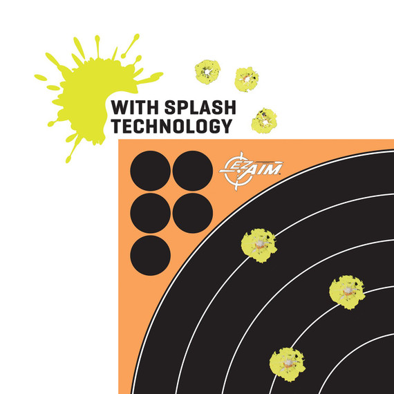 EZ-Aim 1531710 Splash Reactive Bullseye Impact Enhancement Adhesive Bullseye Black / Orange 10 Pack