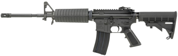 Bushmaster 0010011BLK M4 Patrolmans 5.56x45mm NATO 30+1 16 in Barrel, Black Barrel/Receiver, A2 Birdcage Flash Hider, Collapsible Carbine Stock w/6 Position Buffer Tube, M4 Handguard, A2 Front/Midwest Industries Combat Flip Up Rear Sight, Rifle