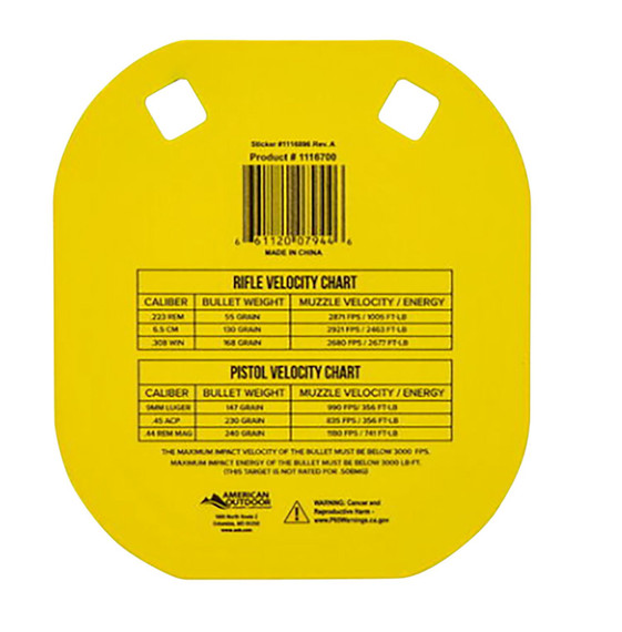 Caldwell 1116700 Gong 5 in Yellow AR500 Steel 0.38 in Thick Hanging