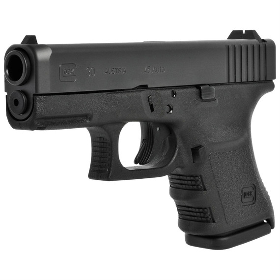 Glock 30SF, Semi-automatic, Striker Fired, Sub-Compact, 45 ACP, 3.78 in, Black, Interchangeable, 10 Rounds, 2 Mags, Fixed Sights, Polymer, Matte G30SFAUT
