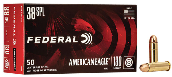 Federal AE38K American Eagle 38Special 130gr Full Metal Jacket 50 Per Box/20 Case Centerfire, Handgun Ammunition