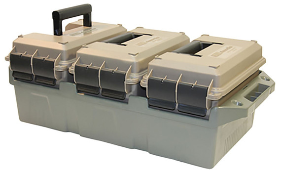 MTM Case-Gard AC3C 3-Can Ammo Crate 50 Cal, Rifle, Dark Earth/Army Green, Polypropylene 13.5 in x 7.4 in x 8.5 in, 30 lbs