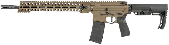 Patriot Ordnance Factory 01752 Minuteman Direct Impingement 5.56x45mm 30+1 16.50 in Nitride Treated Threaded Barrel, Patriot Brown Cerakote Receiver, 14.50 in M-LOK Handguard, Synthetic 6 Position MFT Minimalist Stock, Black MFT Grip, Rifle