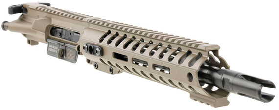 Patriot Ordnance Factory Minuteman Complete Upper 5.56x45mm NATO 10.50 in Black Nitride Barrel Aluminum Patriot Brown Receiver 9 in M-LOK Handguard Lo Pro DI Gas Block (Mid Length)