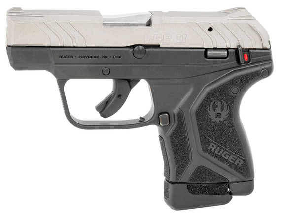 Ruger 13724 LCP II 22 LR 10+1 2.75 in Satin Stainless Steel Barrel, Silver Cerakote Serrated Slide, Black Textured Polymer Frame, Features Lite Rack System, Manual Safety, Pistol