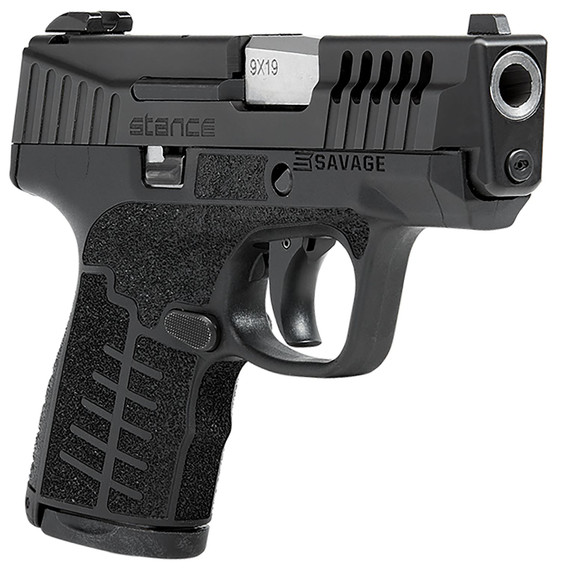Savage Arms 67037 Stance 9mm Luger 10+1/7+1 3.2 in Barrel, Black Polymer Frame, Serrated/Ported Black Nitride Slide, Interchangeable Backstraps, No Manual Safety, Night Sights, Pistol