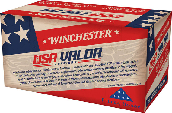 Winchester USAV45A USA Valor 45ACP 230gr Full Metal Jacket 100 Per Box/5 Case Centerfire, Handgun Ammunition