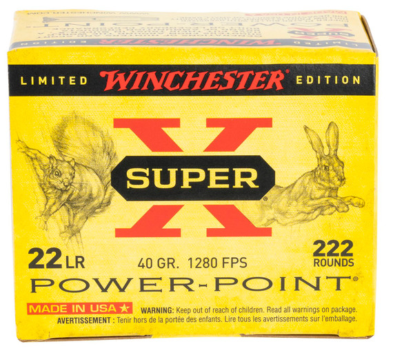 Winchester X22LRPPB Super X 22LR 40gr Plated Hollow Point 222 Per Box/10 Case Rimfire Ammunition