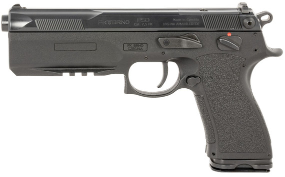 FK Brno US FKPSDFS75 PSD 7.5 FK 16+1 5.30 in Black Tilting Barrel, Dark Gray Nitride Optic Cut/Serrated Steel Slide, Black Polymer Frame w/Beavertail & Picatinny Rail, Black Textured Polymer Grip, Pistol