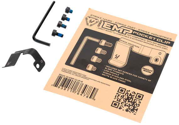 Strike Industries EMPCLIPR, Magazine Pocket Clip Stainless Steel Black for SI EMP Mag Extension Right Hand