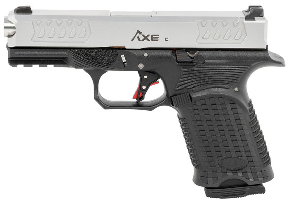 Bul Armory AXECCLEVSLV9US Axe Cleaver Sports South Exclusive Compact 9mm Luger 15+1, 4.02 in Barrel, Silver Serrated Stainless Steel Slide, Black Polymer Frame w/Beavertail & Picatinny Rail, Pistol