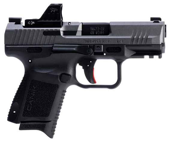 Canik HG7169TN TP9 Elite w/Optic Sub-Compact 9mm Luger 15+1/12+1 3.60 in Black Nitride Match Grade Barrel, Tungsten Gray Cerakote Optic Ready/Serrated Steel Slide, Black Polymer Frame w/Picatinny Rail, MeCanik M01 Red Dot, Pistol