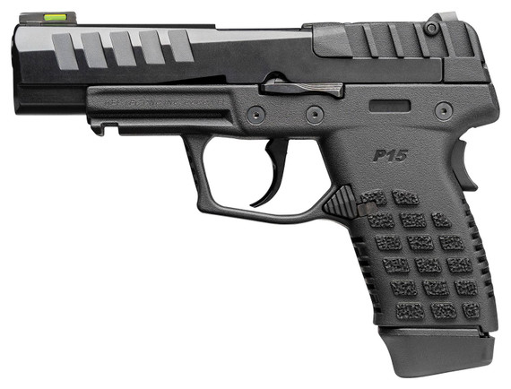Kel-Tec P15BLK P15 9mm Luger 15+1 4 in Black Steel Barrel, Black Nitride Serrated Steel Slide, Black Polymer Frame w/Picatinny Rail, Black Stippled Grip, Pistol