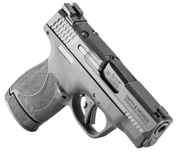 Smith & Wesson 13473 M&P Shield Plus Micro-Compact Frame 30 Super Carry 13+1/16+1, 3.10 in Black Armornite Stainless Steel Barrel & Optic Ready/Serrated Slide, Black Polymer Frame & Textured Polymer Grip, Thumb Safety, Pistol