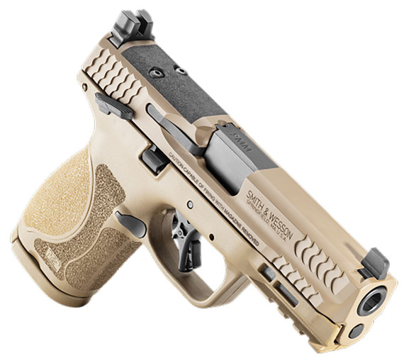 Smith & Wesson 13573 M&P M2.0 Compact 9mm Luger 15+1 4 in Stainless Steel Barrel & Optic Cut/Serrated Stainless Steel Slide, FDE Polymer Frame w/Picatinny Rail, Pistol