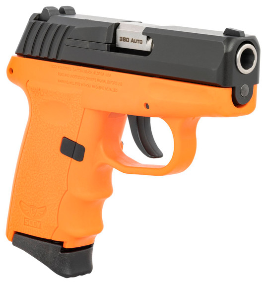 SCCY Industries CPX-3CBOR CPX-3 Sub-Compact Frame 380 ACP 10+1, 3.10 in Stainless Quadlock Barrel, Black Nitride Serrated Stainless Steel Slide, Orange Polymer Frame w/Finger Grooves, No Safety, Right Hand, Pistol