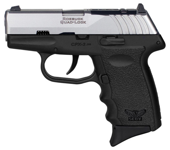 SCCY Industries CPX3TTBKRDRG3 CPX-3 RD Sub-Compact Frame 380 ACP 10+1, 2.96 in Stainless Quadlock Barrel Stainless Steel Serrated Slide, Black Polymer Frame w/Finger Grooves, No Safety, Right Hand, Pistol
