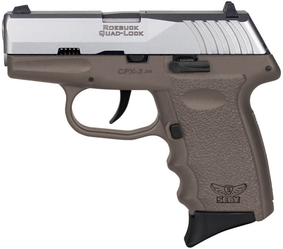 SCCY Industries CPX-3TTDE CPX-3 Sub-Compact Frame 380 ACP 10+1, 3.10 in Stainless Quadlock Barrel, Serrated Stainless Steel Slide, FDE Polymer Frame w/Finger Grooves, No Safety, Right Hand, Pistol