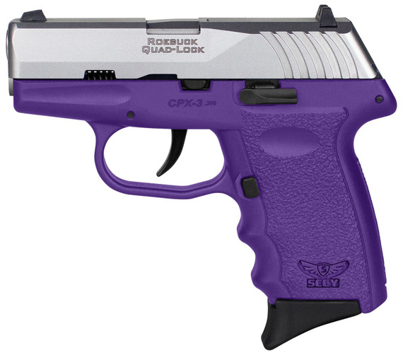 SCCY Industries CPX-3TTPU CPX-3 Sub-Compact Frame 380 ACP 10+1, 3.10 in Stainless Quadlock Barrel, Serrated Stainless Steel Slide, Purple Polymer Frame w/Finger Grooves, No Safety, Right Hand, Pistol